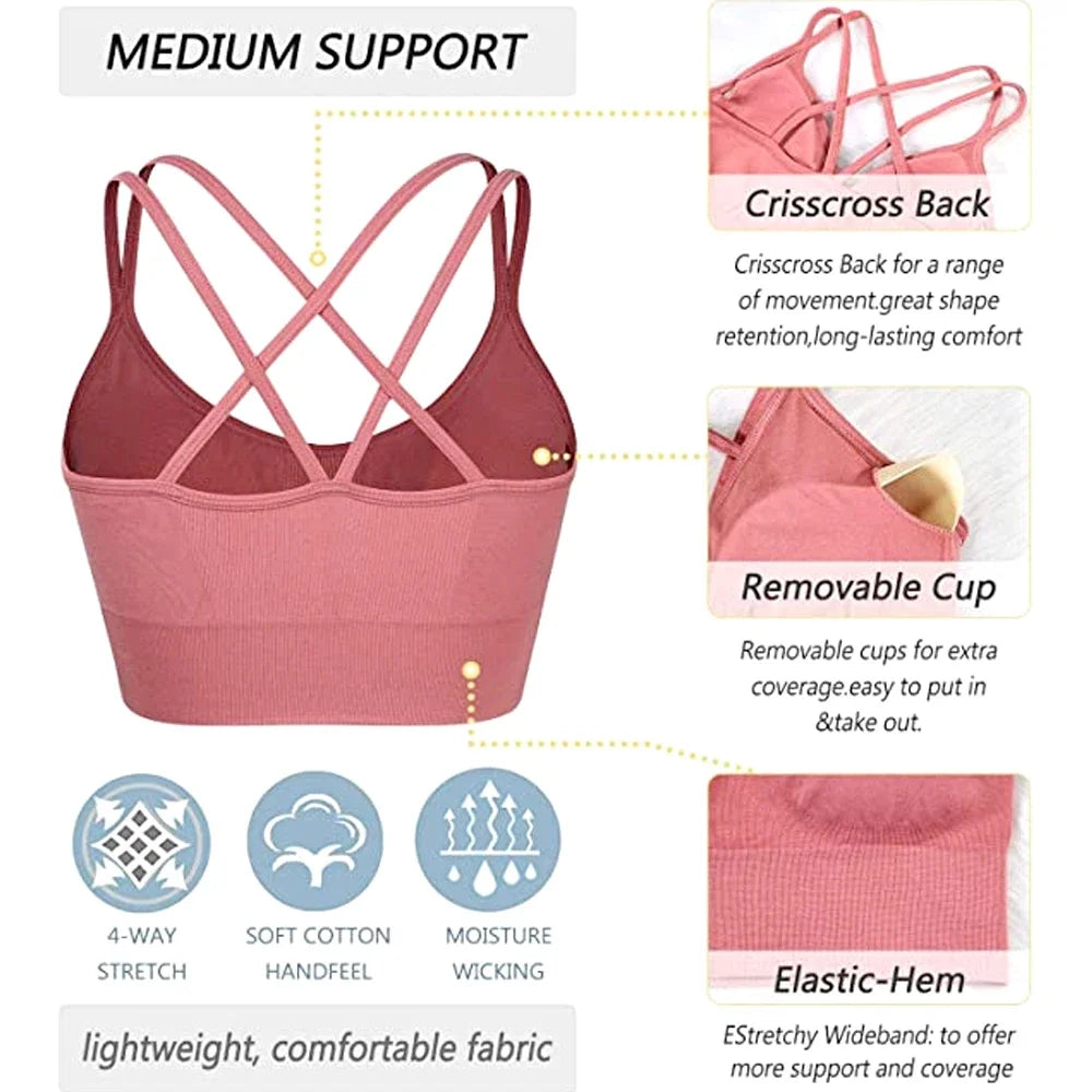 Soul Sanctuary Sports Bra – Women's Push-Up Cotton Gym & Yoga Top